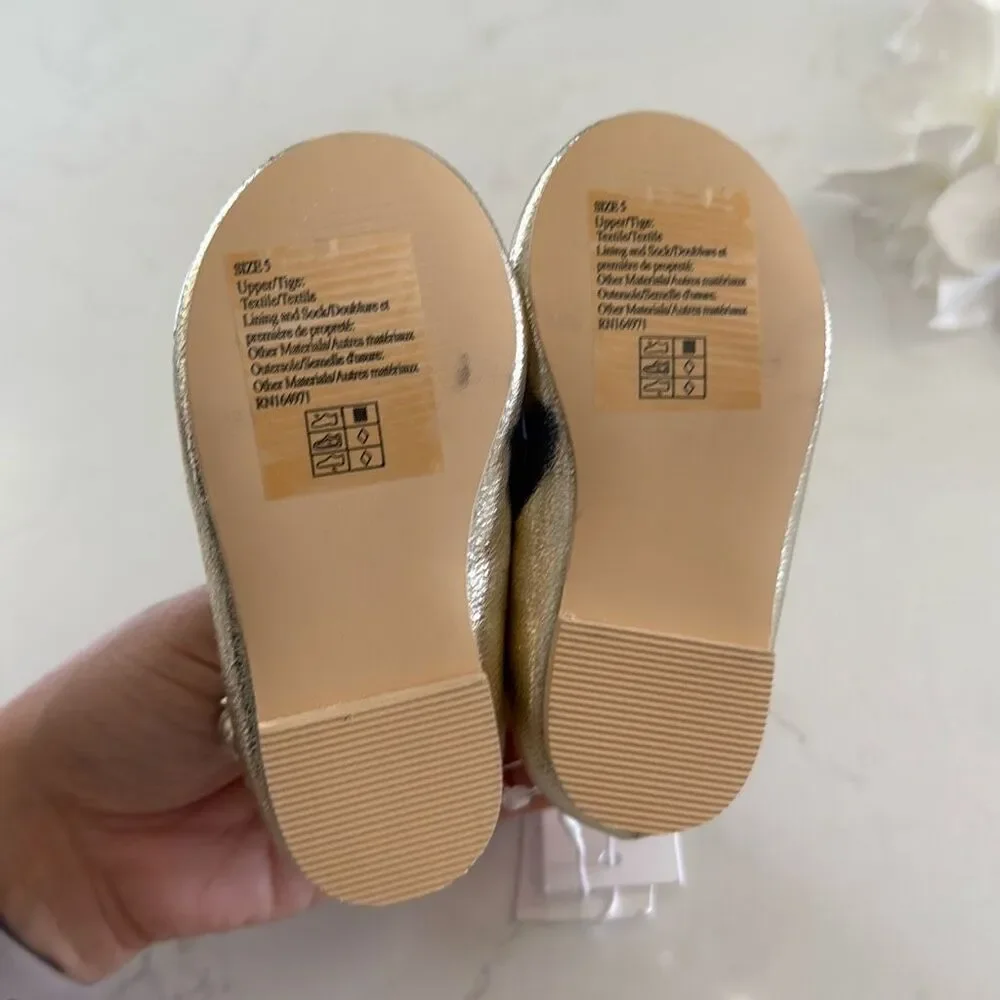 Janie and Jack Metallic Bow Ballet Flat in Gold Size 5